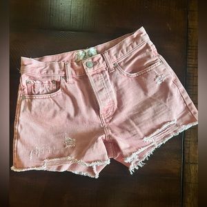 Light pink denim shorts